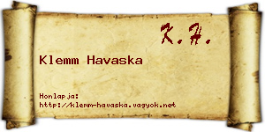 Klemm Havaska névjegykártya